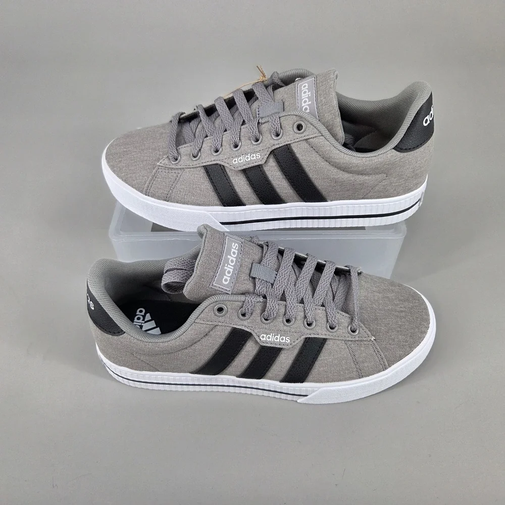 Adidas Daily 3.0 Sneakers Men 7 Grey Black Canvas Low Top Skate Shoes Streetwear